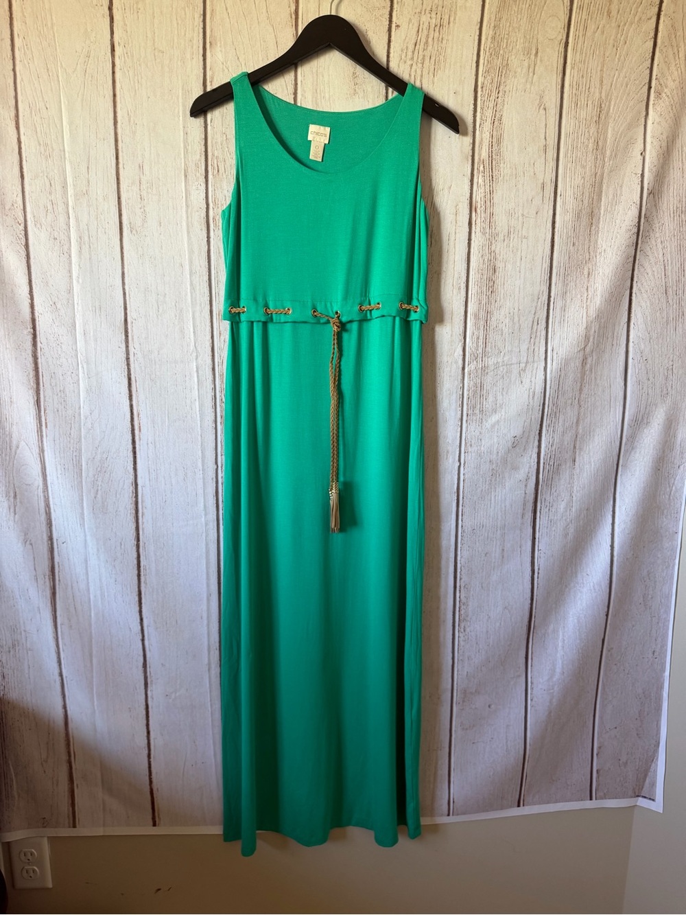 Chico's Sleeveless Maxi Dress Green Size O (Size 4 or Small)